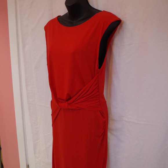 H Halston Stretch Knot Front Midi Dress NEW Sz. Sm - Picture 4 of 8